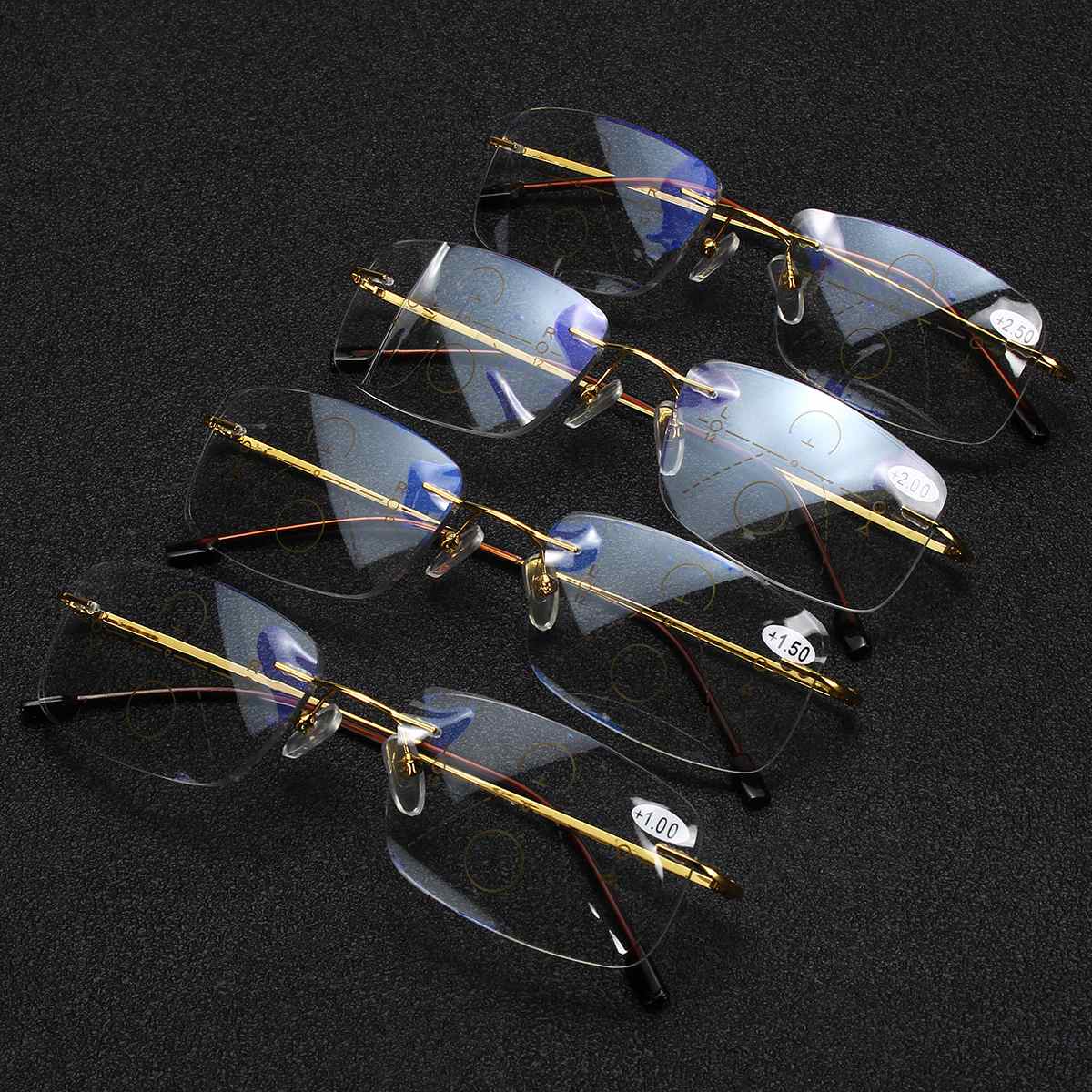 Progressive Multifocal Glasses Transition Reading Glasses Half Metal Rim Men Eyewear Hyperopia Presbyopia Reade with Box