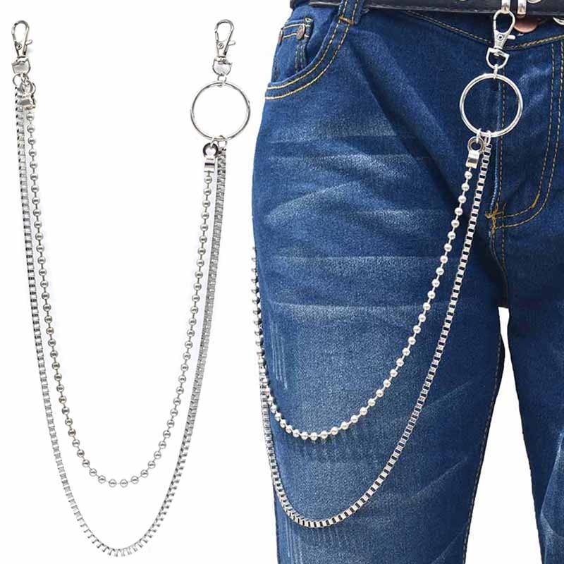 Straße Big Ring Anhänger Schlüssel Kette Rock Punk Hose Hipster Schlüssel Ketten Hose Jean Keychain HipHop Portachiavi Kpop Zubehör