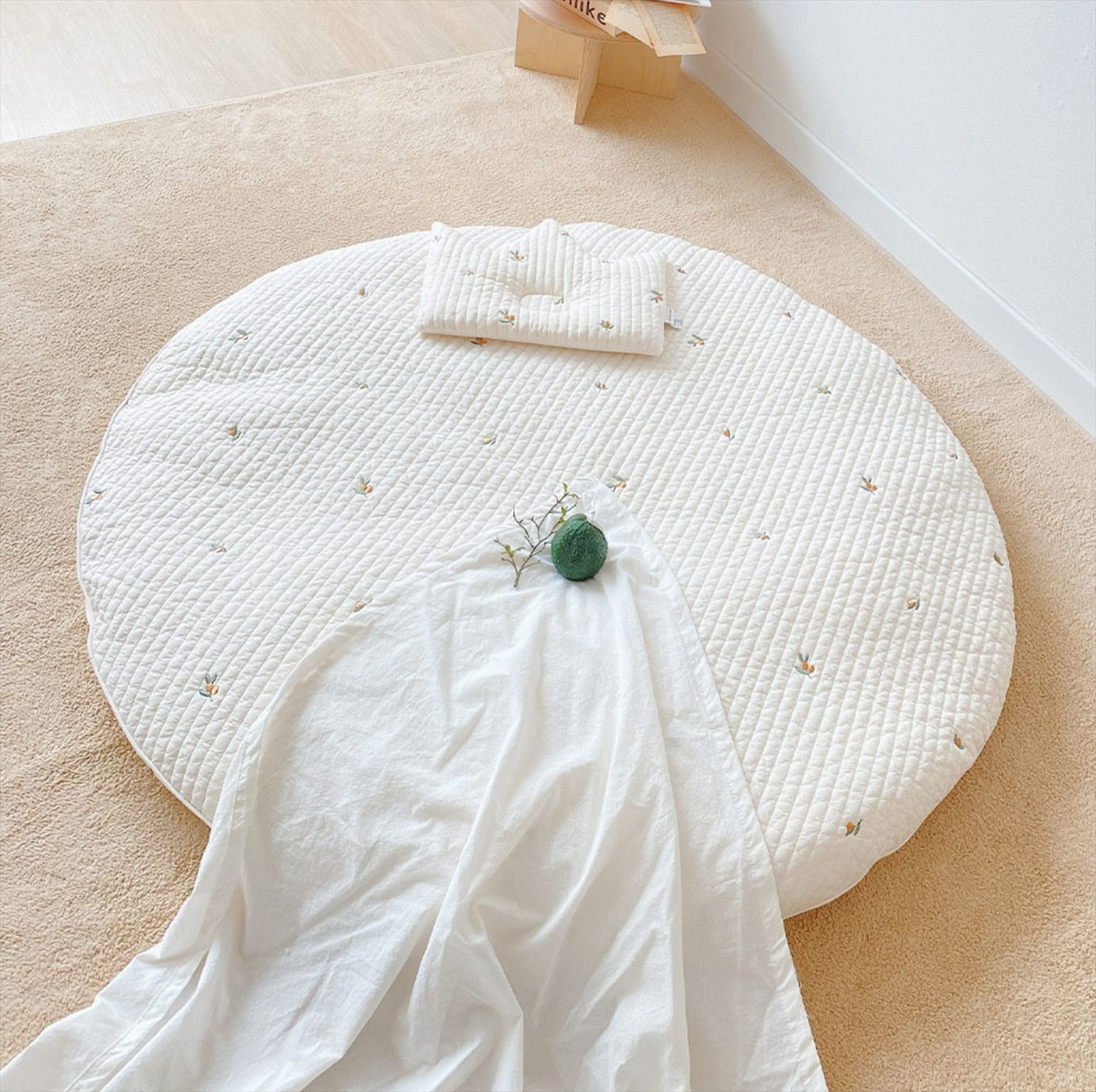 Tapis de sol rond et épais cousus en forme d&#39;ours pour bébé, accessoire de jeu coréen, tente décorative pour chambre de -né, accessoire Photo pour -né: olives
