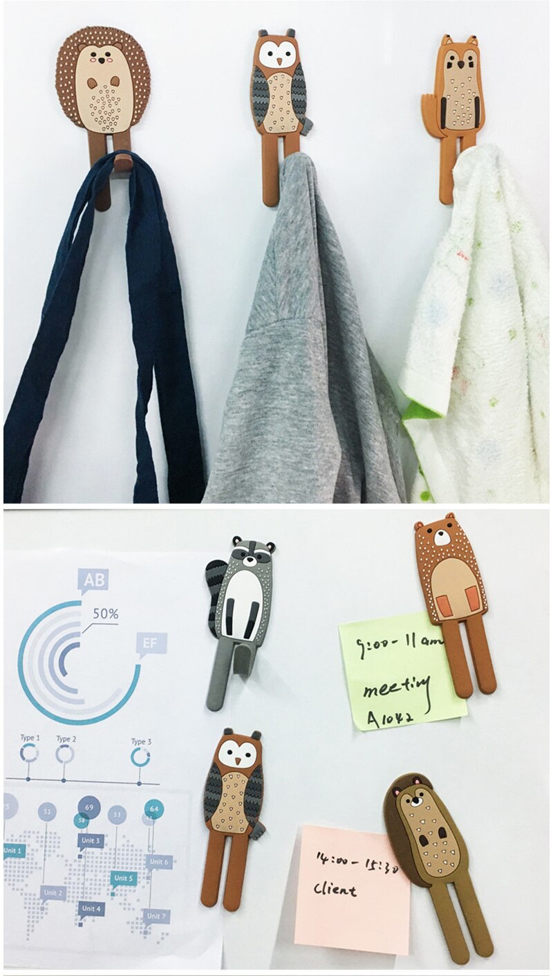 Non-marking Magnetische Koelkast Magneet Creatieve Cartoon Leuke Dier Magnetische Magneet Haak Magneet Home Decoraties