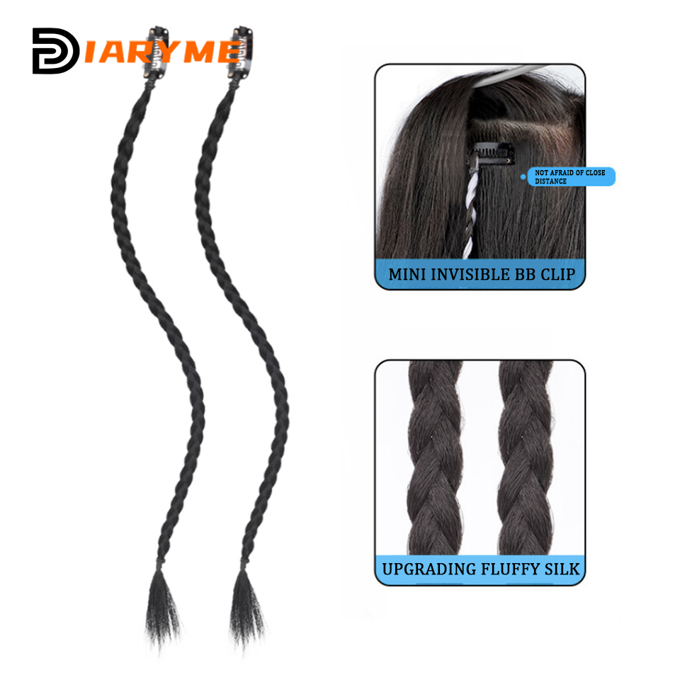 Trenzas de peluca sintética con Clip, trenza de boxeo, rastas, Clip en extensión de cabello, trenzas sucias negras y marrones, trenza Boxer resistente al calor