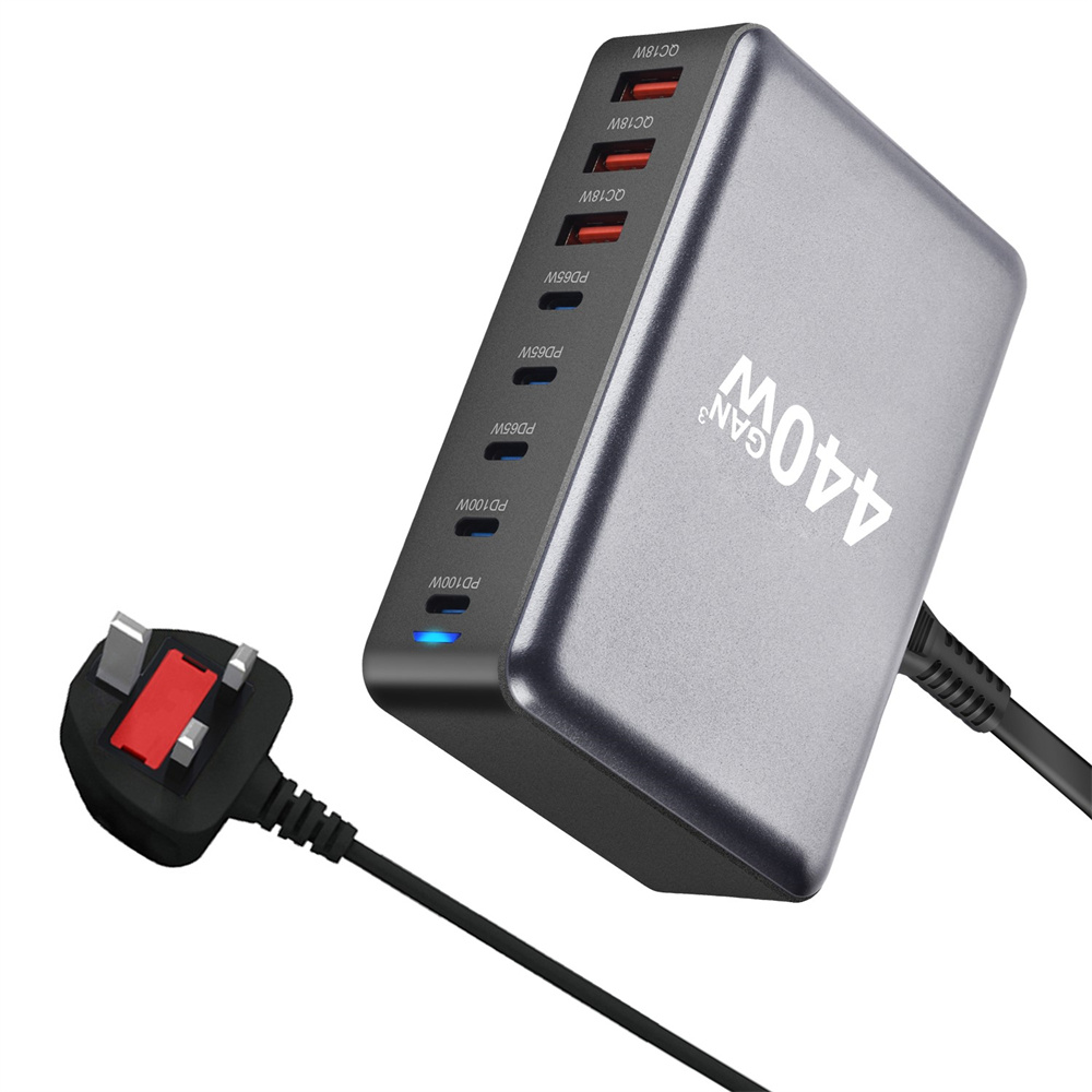 440W Gan Fast Charge 3.0 USB Type C snellader Mobiele 8-poorts 5C3A PD-oplader Handig om mee te nemen tabletoplader