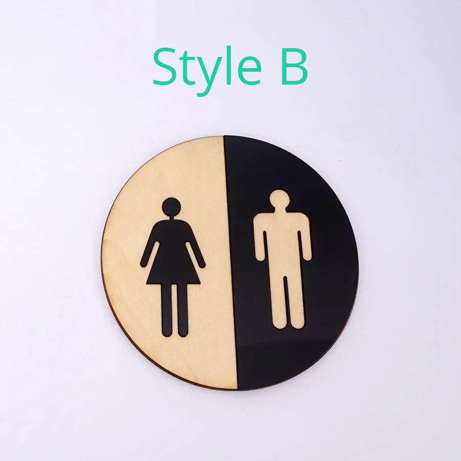 Acrylic Toilet Door Signs for Bathroom and WC Rules Signage Men Women Wooden Round Washroom Toilet Mirror Wall Sticker Decor: L / Yellow
