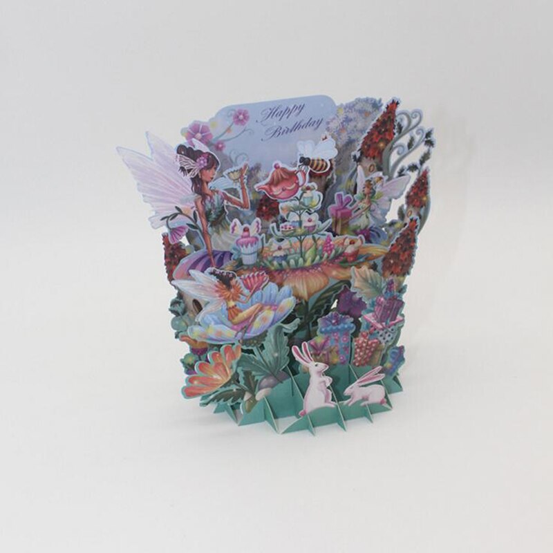 3D Cute Pop-Up Cards Happy Birthday Card For Kids Baby Shower Wife Husband Women Cartoon Hand-cut Paper Carving