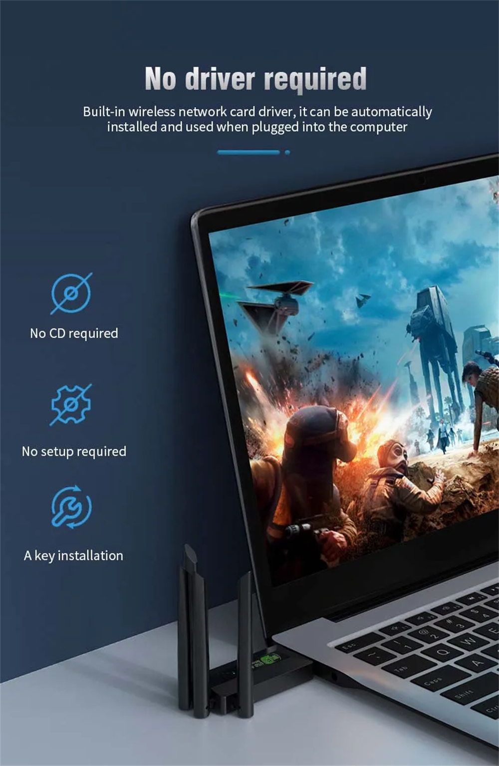 1200Mbps WiFi USB Adapter Dual Band 2.4G 5Ghz Wi-Fi Dongle With 4 Antenna USB3.0 High-Speed Wireless Card Receiver For PC Laptop