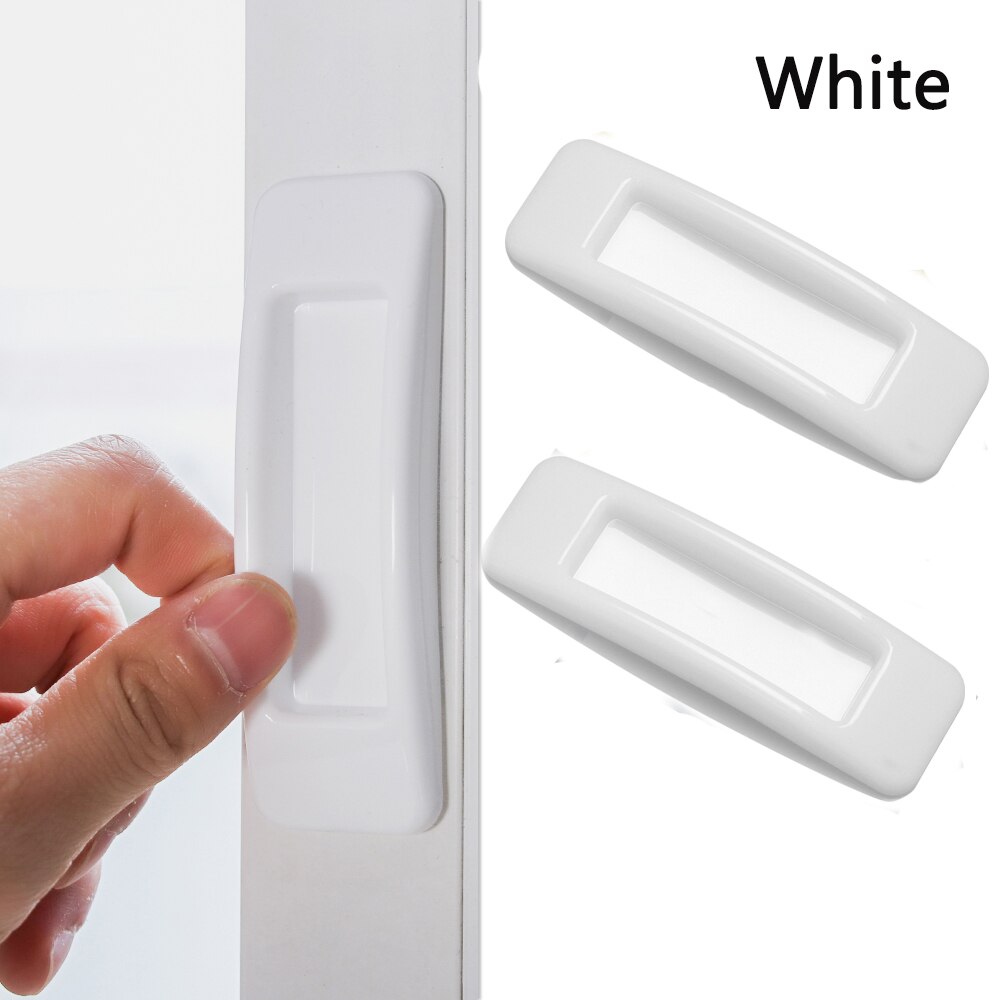1 para samoprzylepne klamki robić drzwi plastikowa wielofunkcyjna szafa ciągnie gałka robić szafki szafka pochwyty elementy meblowe: biały
