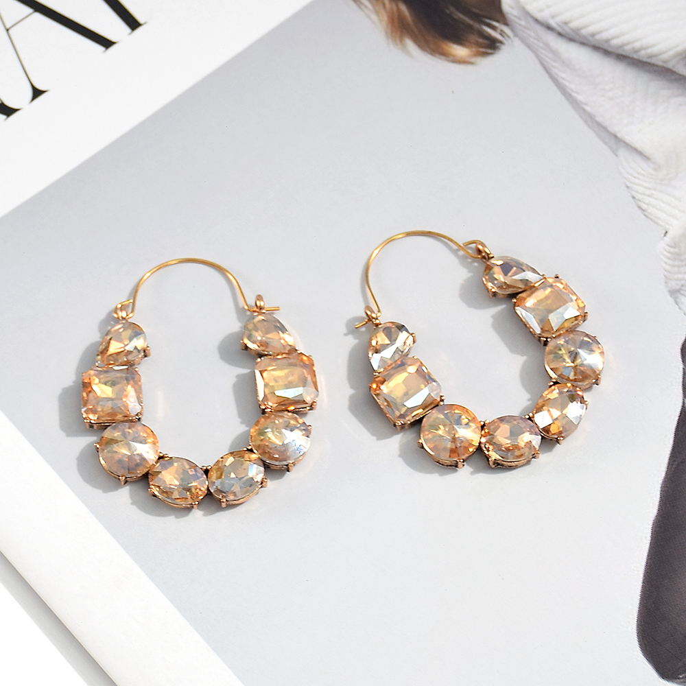 -Sell Colorful Rhinestones Metal Long Dangle Earring High Trendy Crystal Jewelry Accessories For Women: BROWN