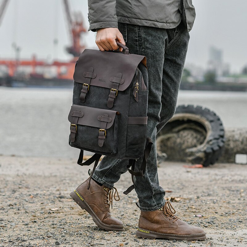 Heren Rugzak Vintage Canvas Rugzak Schooltas Mannen Reistassen Grote Capaciteit Rugzak Laptop Tas