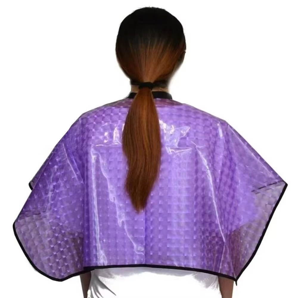 Capa para teñir el cabello, herramientas de peluquero negro, Collar para colorear de peluquería de silicona, capa de corte de pelo impermeable para salón de barbería: Multicolor