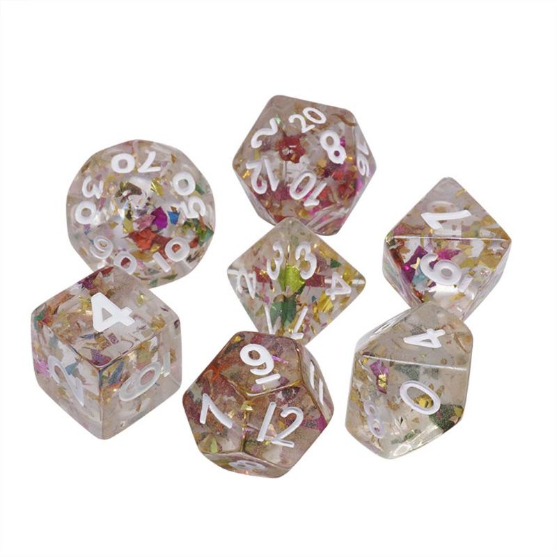 7pcs Transparent Multicolored Polyhedral Dice Set TRPG DND Table Game Dice Children Adults Board Games Accessories Parts