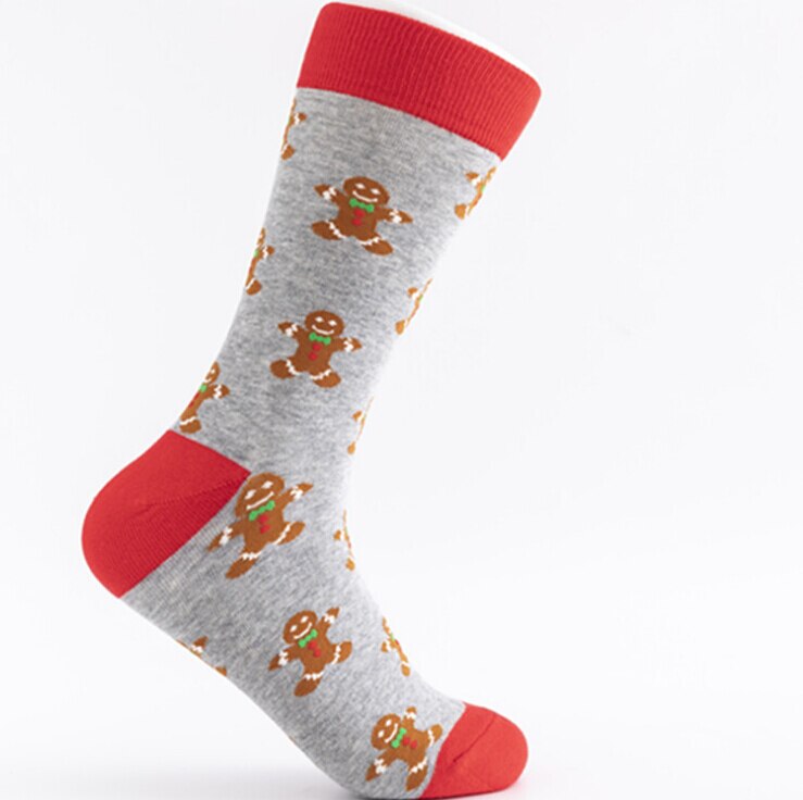 Hommes chaussettes de noël dessin animé imprimé dinosaure cerf côtelé fermeture nouveauté vêtements accessoires: Gris clair