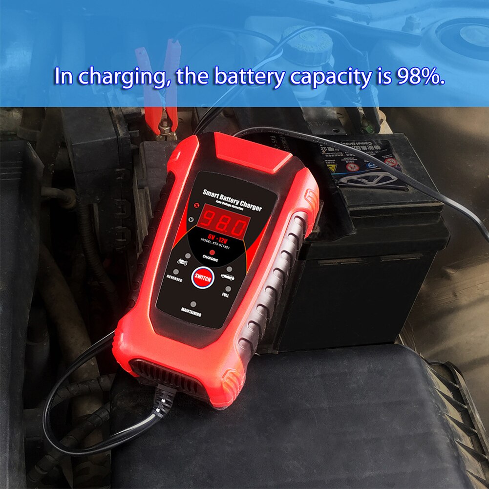 Full bil båt batteri laddare 6v 12v motorcykel tillbehör bil batteri laddare digital display
