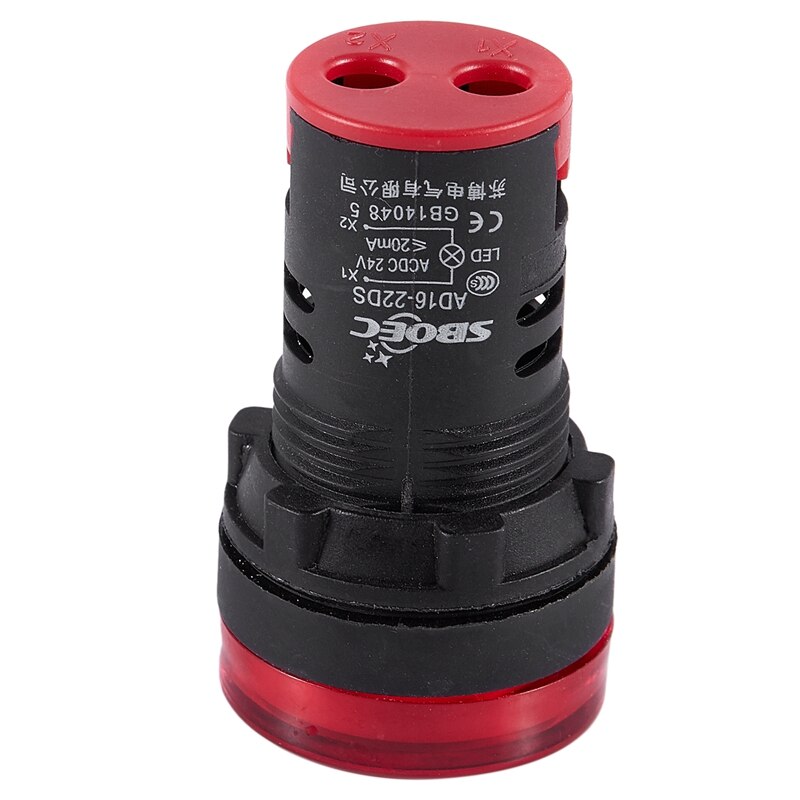 AC/DC 24V LED Power Indicator Pilot Signal Lamp 22mm Red Light