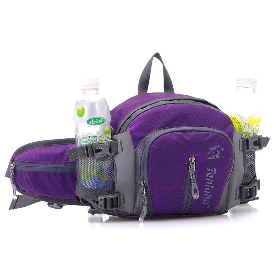 5L Large Running Bag Outdoor Sport Bicycle Cycling Backpack Shoulder Waist Pack Men Women Hiking Camping Bike Riding Bottle Pack: Purple