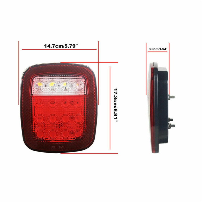 2 kpl takavalot kuorma-auton valot perävaunun led-kevyt perävaunu 16 led stop jarru kääntyvät led takavalot kuorma-auton 12v