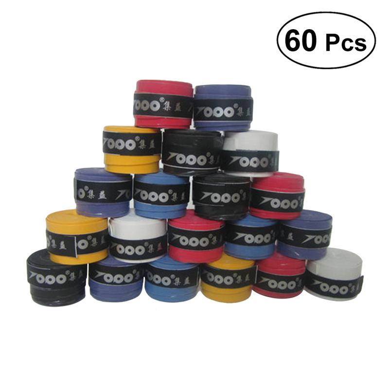 Tennis Overgrips Badminton Over Grips Anti-slip Racket Tennis Badminton Squash Racquet Tape Grips: 60 pcs Mix Colors