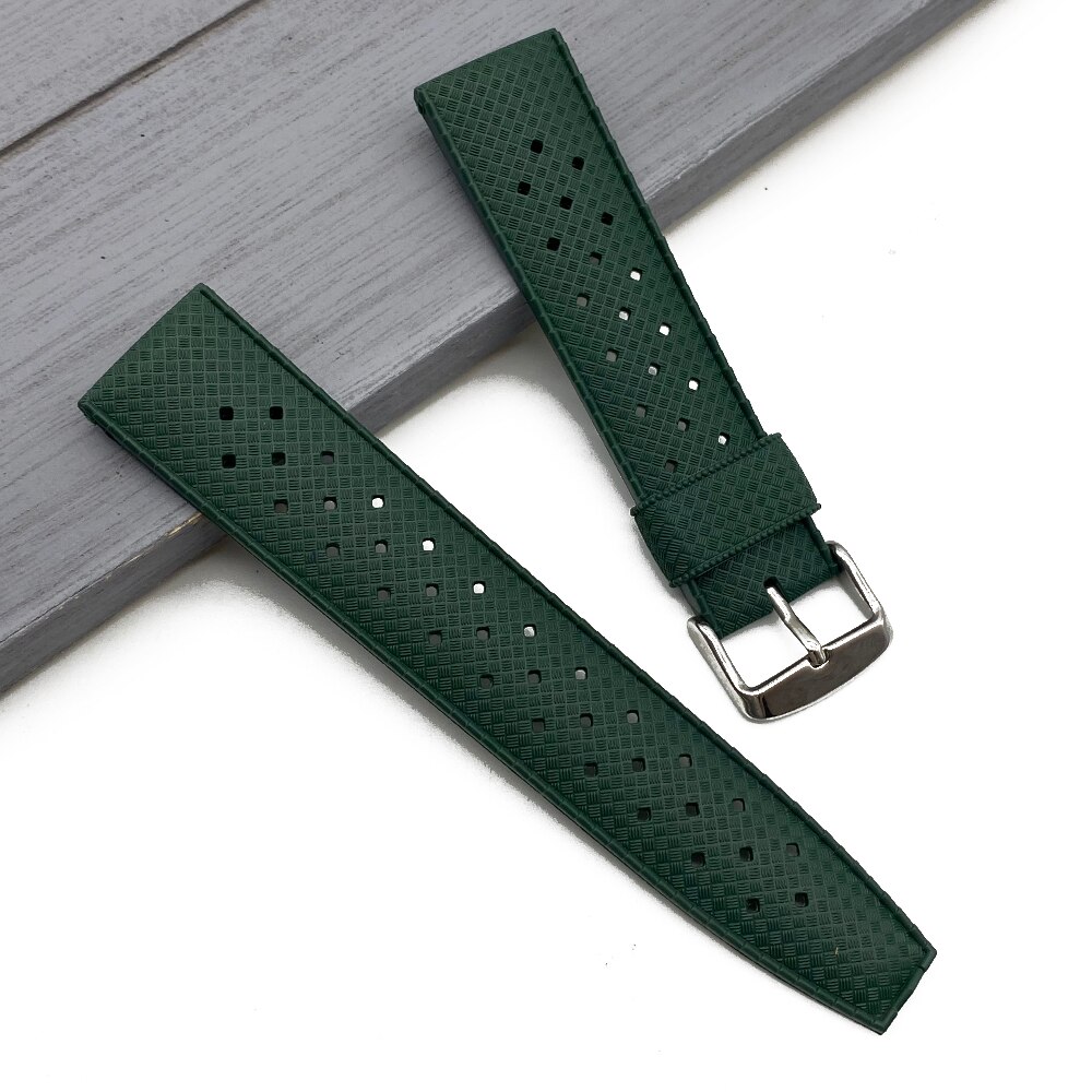 22mm urremme i tropisk silikongummi 20mm udskiftning til seiko srp 777 j 1 urrem dykker vandtæt armbåndsrem til mænd: Grøn / 20mm