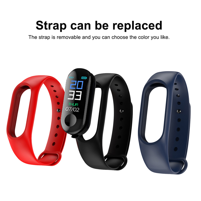 Armband färgpekskärm fitness tracker blodtryckspulsmätare smart armband fitness smart band  m3 sportklocka