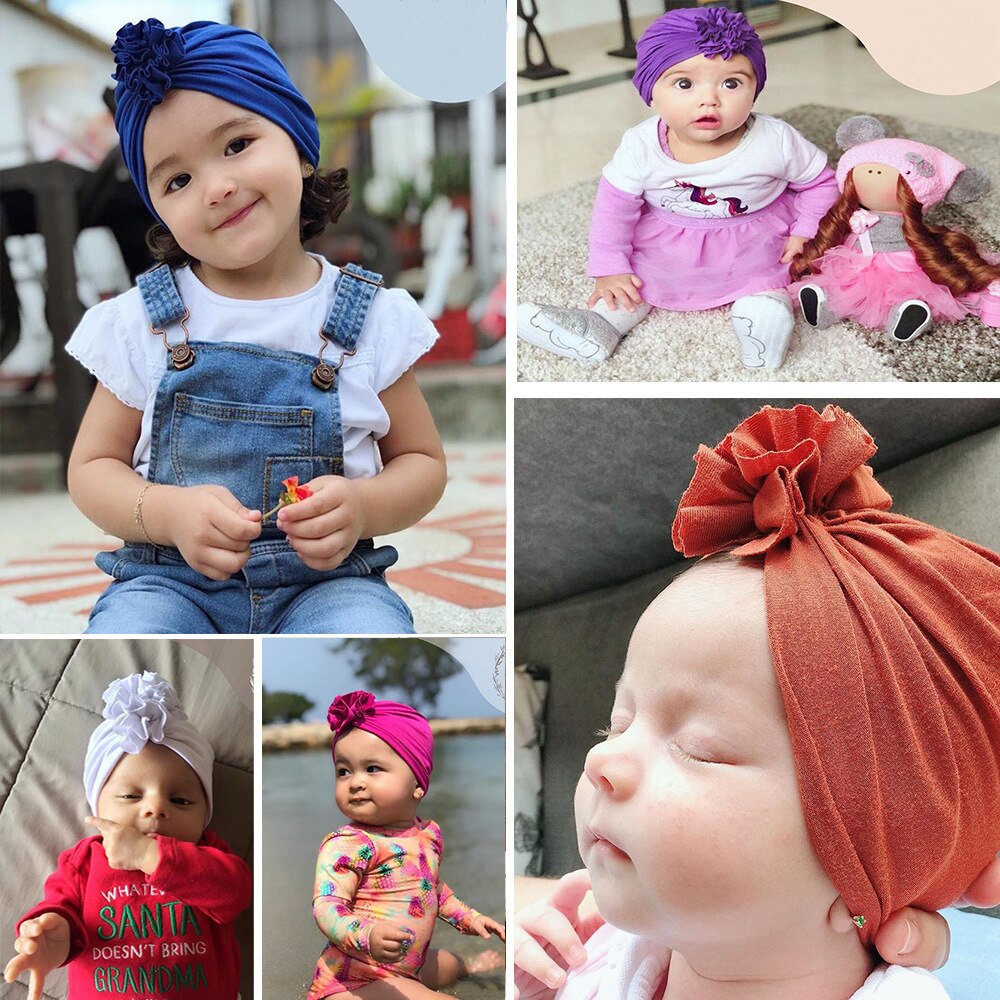 Söta småbarn barn bebis pannband flicka pannband bomull knut rosett turban pannband stretchigt flicka hårtillbehör pojke huvudbonader