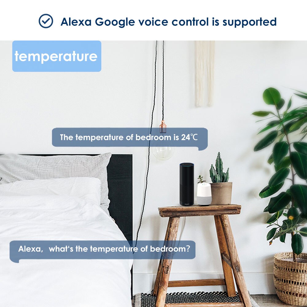 Sensor de temperatura y humedad para interiores, higrómetro, termómetro, funciona con Alexa, Google Smart Life, Tuya, WiFi o Zigbee