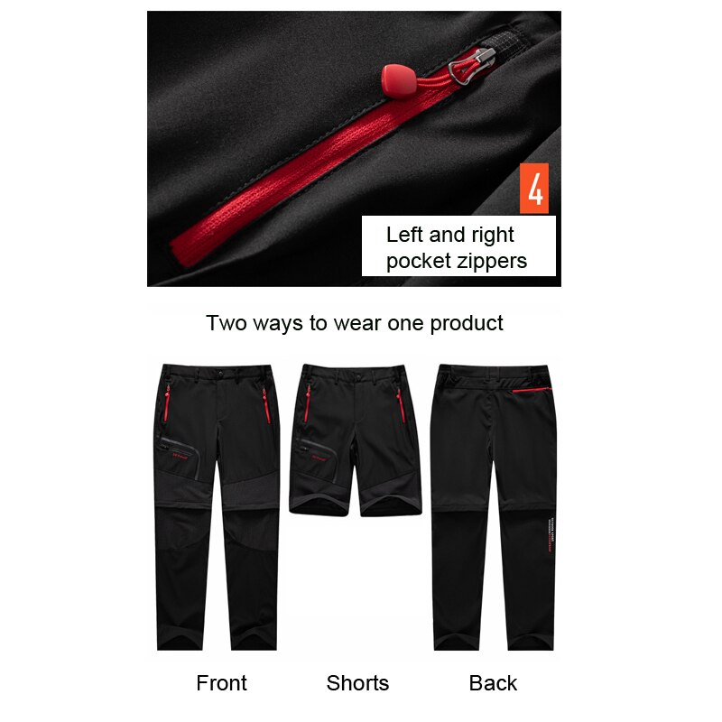 TRVLWEGO Outdoor Men Women Detachable Hiking Pants Quick Dry Breathable Summer Camping Trekking Fish Waterproof Sport Trousers