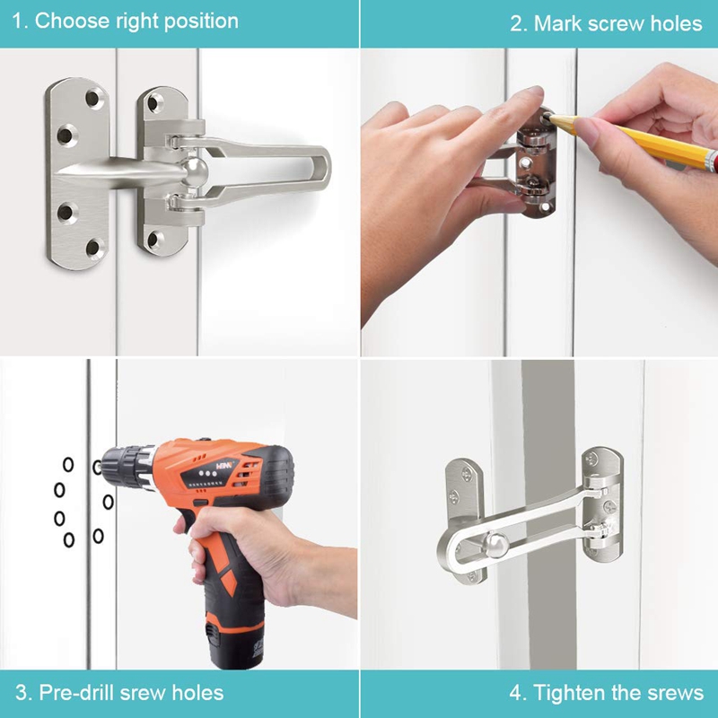 Home Security Door Lock, 2 Pack Front Door Locks For Kids, Home Reinforcement Lock For Swing-In Doors, Thicken Solid Aluminium