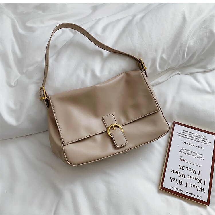 French Large Capacity Underarm Bag Handbag &amp; Shoulder Bag Width 29cm Height 18cm Thickness 10cm: Khaki