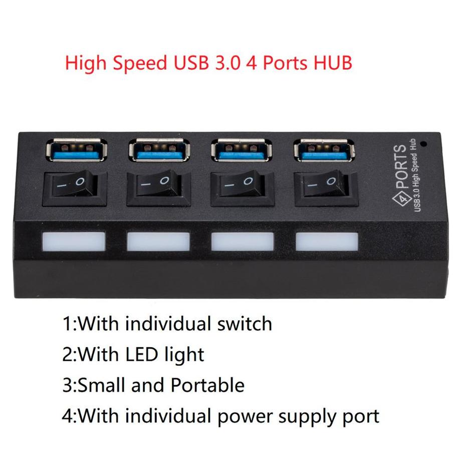 Grwibeou USB 3.0 HUB Super Speed 5Gbps usb3.0 4 Ports HUB Portable USB 3.0 HUB Splitter With External Power Adapter For PC Acc