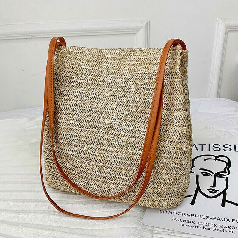 Boheemse dames schoudertas handgeweven rotan stro tas grote capaciteit zomer strandtas