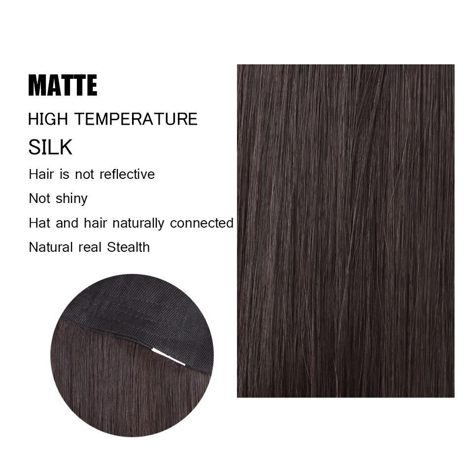 HUAYA Short Straight Hat wig Synthetic Baseball Cap Hair Wig Natural Black Wigs Connect Synthetic Hat Wig Adjustable For Girl