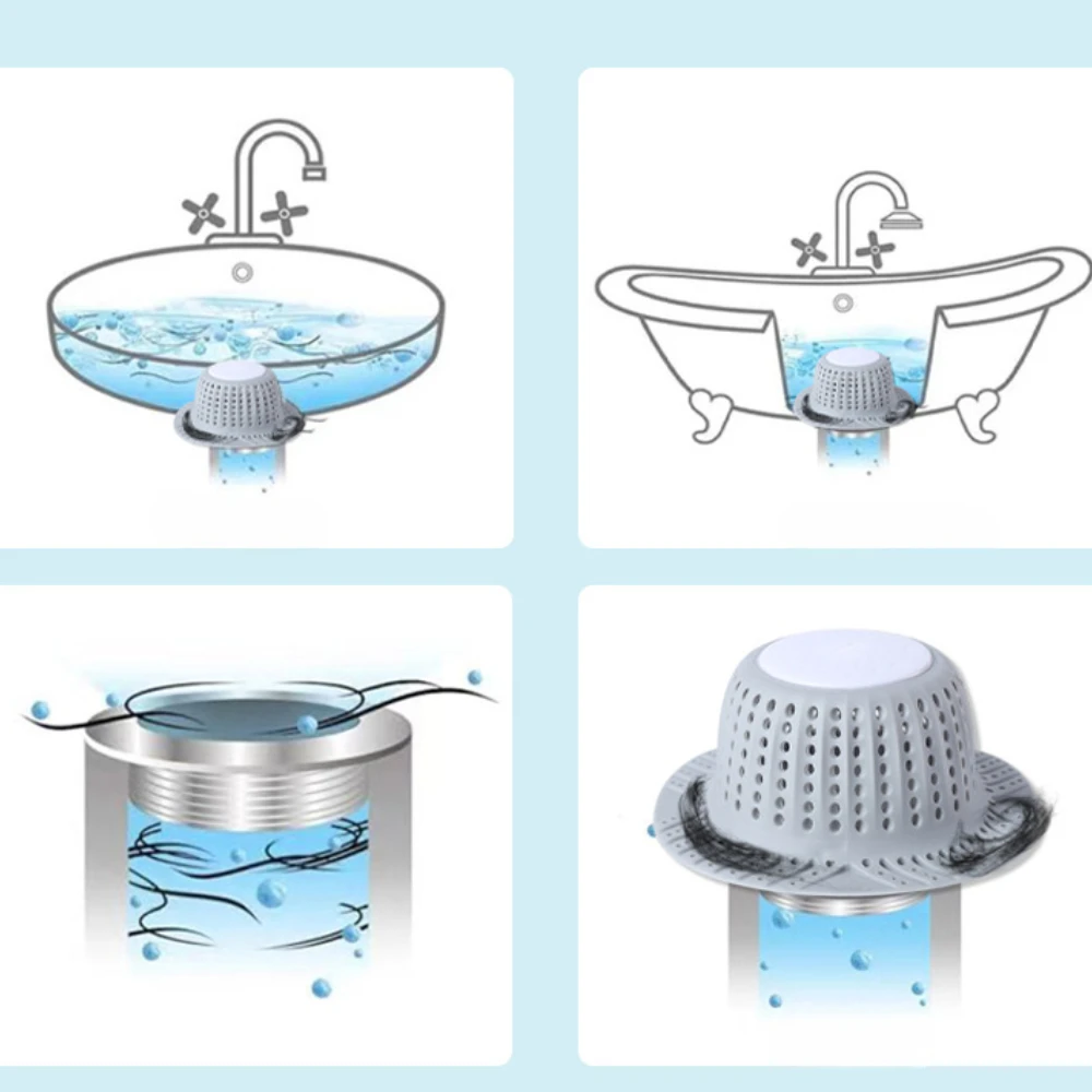 Bathtub Drain Hair Catcher Collapsible Drain Protector for Pop-Up and Regular Drains of Shower Bathtub Tub Bathroom Sink