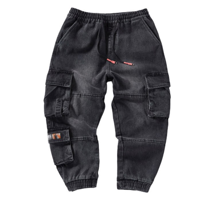 Pantalones vaqueros cargo estilo urbano de idopy para hombre, con puños en los tobillos, estilo hip hop, con múltiples bolsillos, estilo joggers de mezclilla, talla grande m -4xl: Yo
