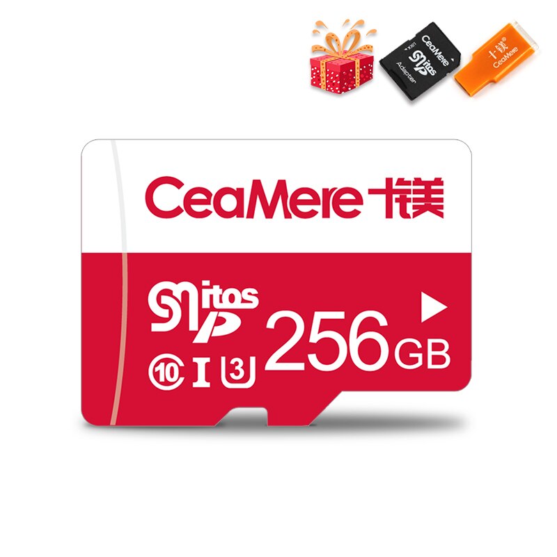 Tarjeta de memoria CeaMere 256GB 128GB 64GB U3 UHS-3 32GB tarjeta Micro sd Class10 UHS-1 tarjeta de memoria flash Microsd TF/SD para tableta: 256 GB