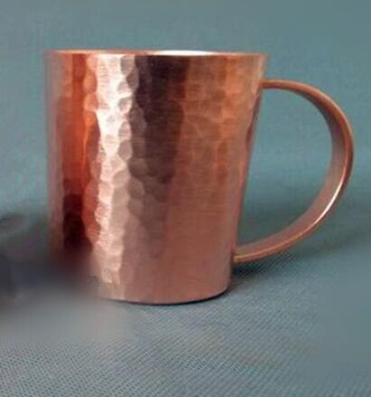 taza de cobre puro hecha a mano grueso sólido pulido fino Prevención de Vitiligo púrpura con tapa tazas de café: No cover