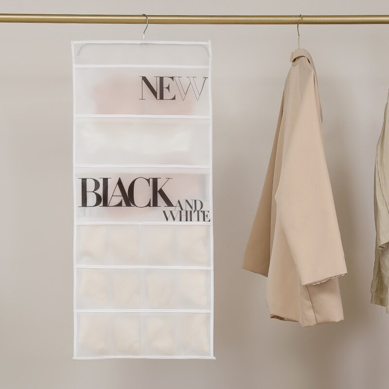Organizador colgante para ropa interior, bolsa de almacenamiento plegable para armario, calcetines, sujetador, percha para el hogar: White / Single Side