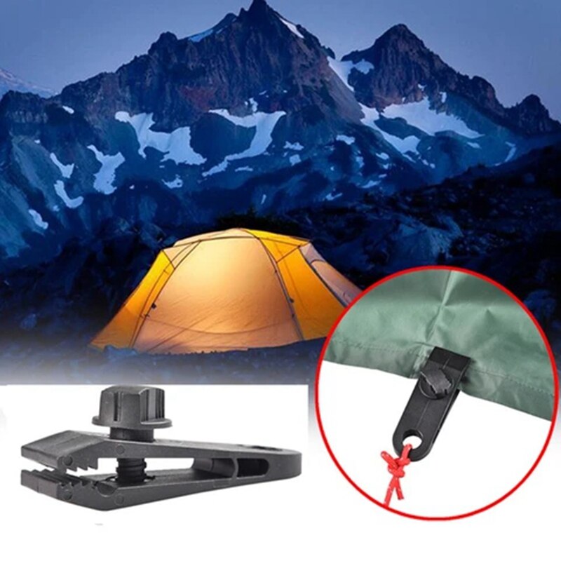 12Pcs Fixed Plastic Clip Reinforcement Clip with 12 Carabiner for Outdoor Tent Awnings Caravans Boat Covers