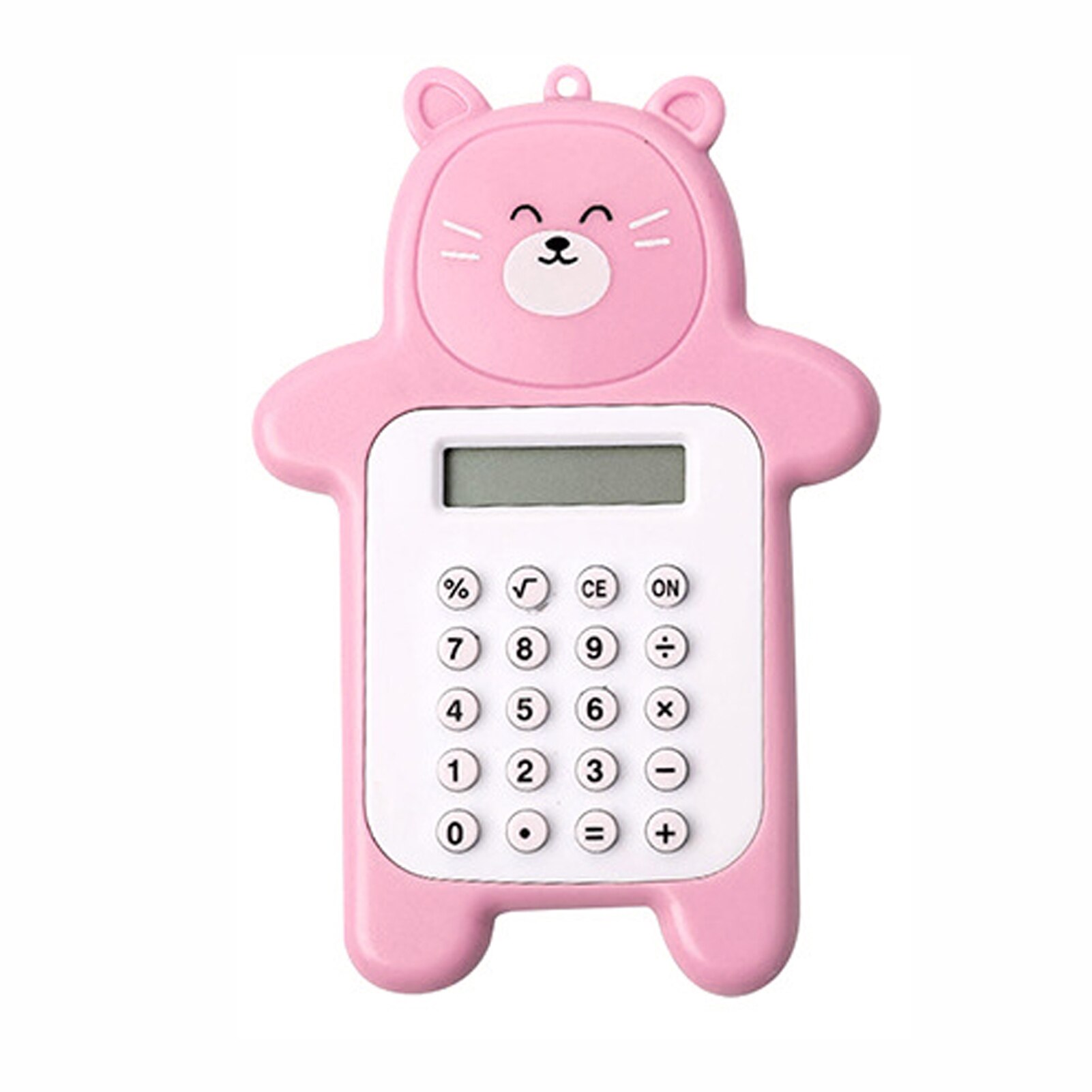 Portable Digital Display School Cartoon Student 8 Digit Mini Calculator Soft Button Battery Powered Cute Bear Stationery: Pink