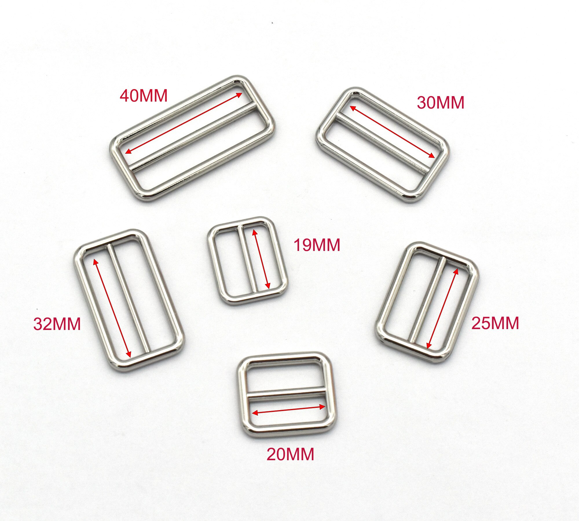 Rectangular Adjustable Webbing Slider Heavy Metal Adjuster Triglides Slide Buckle for Backpack Waist Bag DIY Accessories