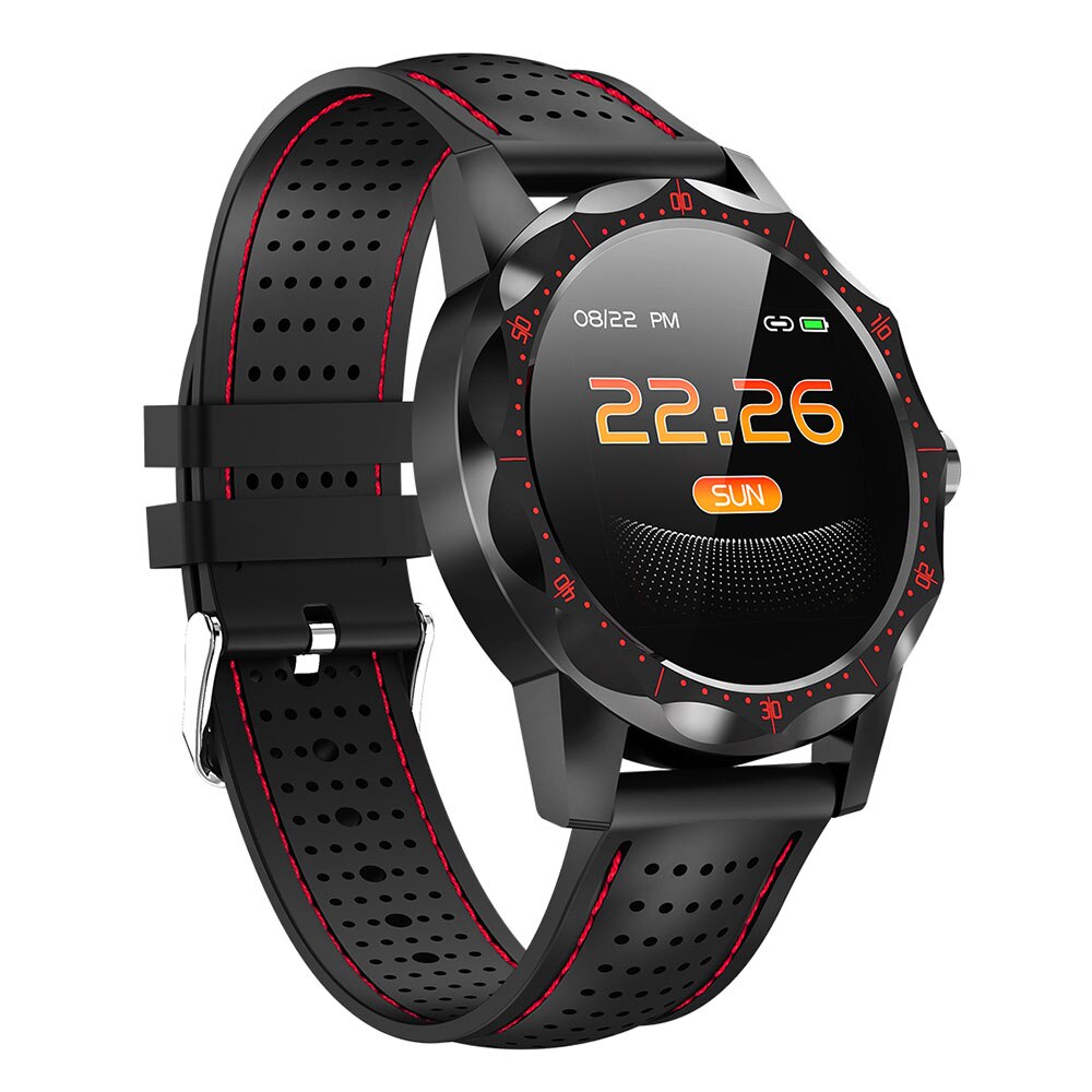 Homme Sport FitnessTracker Bluetooth Smartwatch hommes rappel d'appel numérique montre pour IOS Android 1.3 pouces écran Relogio Inteligente: red02-89