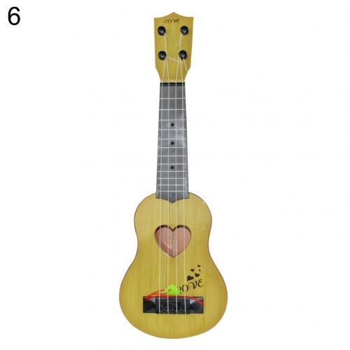 Kind Einfarbig Holz Ukulele Hawaiian Gitarre Griffbrett Saiten Instrument Spielzeug Gitarre Linde Musical Instruments: 6