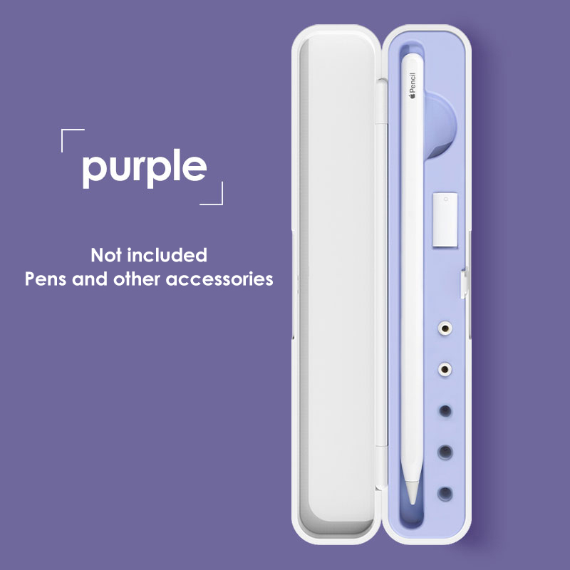 Pencil Storage Box for Apple Pencil Portable Protective Cover Plastic Case Suitable for Touch Pen Apple Pencil 2nd Accessories: purple
