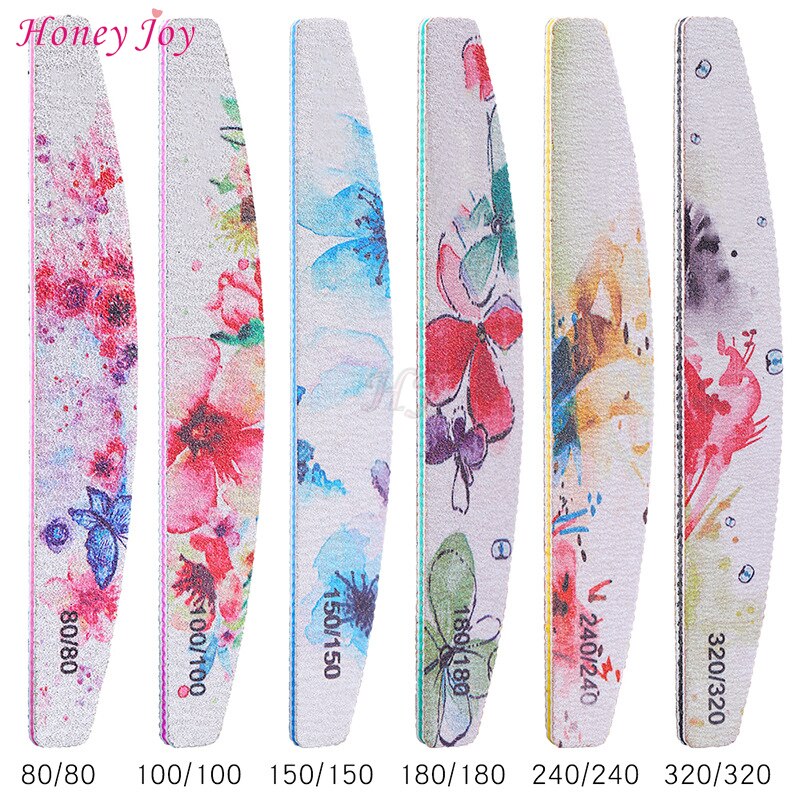 Grit #80/#100/#180 Curve Dubbele Side Nagelvijlen Nagelvijl Buffer Schuurblok Polish wasbare Bestand Manicure Gereedschap