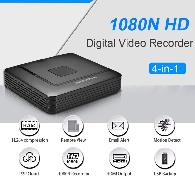 4 Channel AHD DVR Surveillance Security CCTV Recorder DVR 4CH 720P Hybrid DVR for Analog AHD IP EU Plug