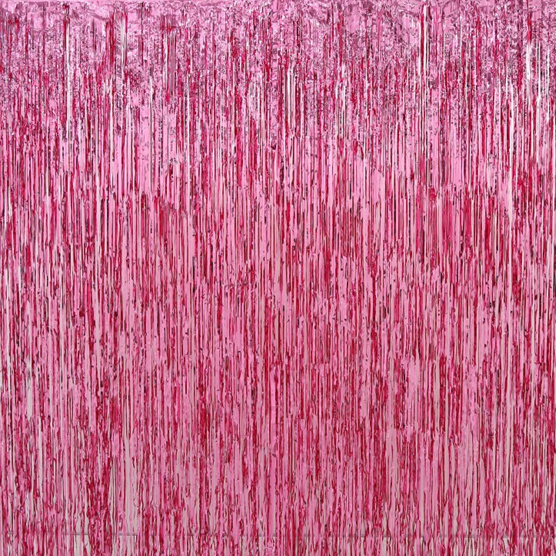 Party Backdrop Glitter Gold Curtains Wedding Birthday Anniversary Tassel Background Decoration Favors Coloured Ribbon Drapes: Pink Color