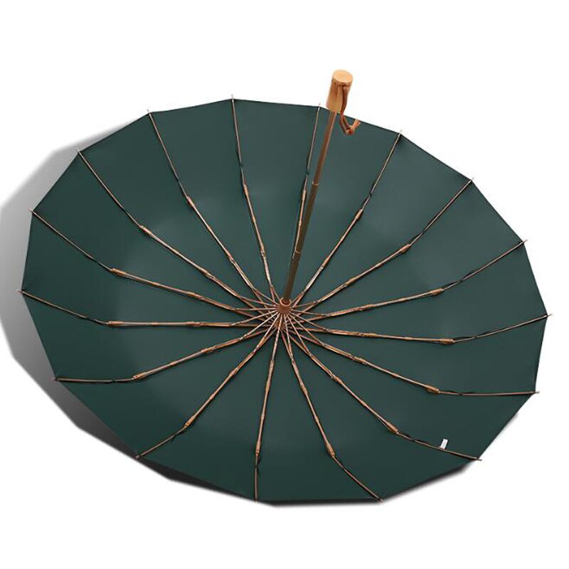 Paraguas plegable ligero de 16k de para lluvia, para mujer, sombrilla Anti-UV resistente al agua, paraguas de viaje con mango de madera