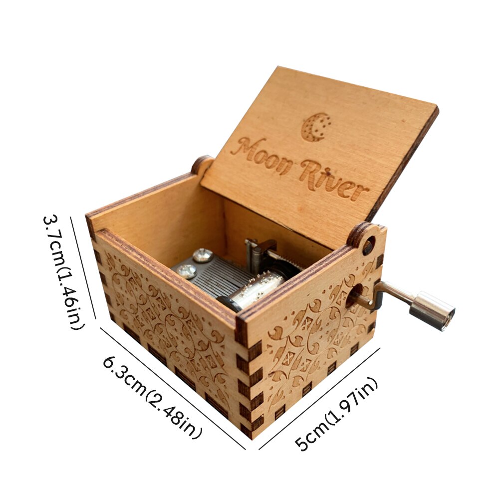 Graveren Handgemaakte Houten Muziekdoos Hand Crank Music Box Antieke Gesneden Vintage Aanwezig Kerst Cadeau Voor Liefhebbers