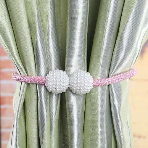 1pc perle magnetiske gardinclips tieback spænde clips kugle gardinholdere tie back gardin tilbehør boligindretning: Lyserød