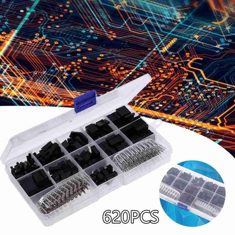 Household 620pcs Plastic Housing Terminal Needle Combination Terminal Female Male Connector Terminal Terminal 2.54 Pitch + I8N9