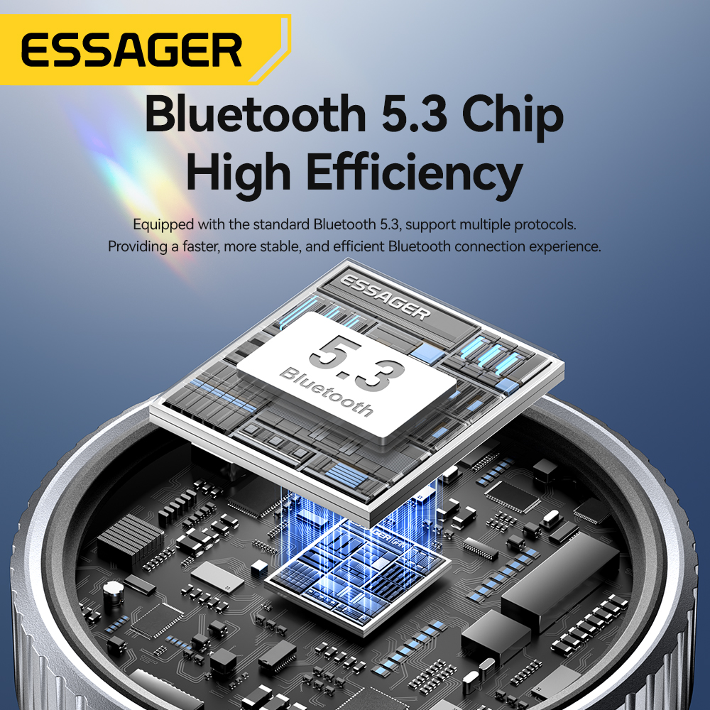 Essager Bluetooth 5.3 FM-Sender 3,5 mm AUX-Buchsen für Audio--Musikempfänger, integriertes Mikrofon, Freisprecheinrichtung, LED-Anzeige, unterstützt TF-Karte