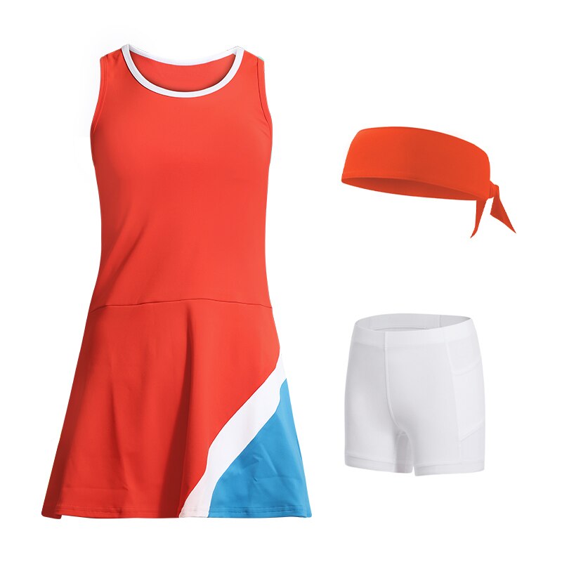 Jupe de Tennis pour filles, débardeur, robe de sport, Badminton, séchage rapide, 2022: Rouge / 130cm
